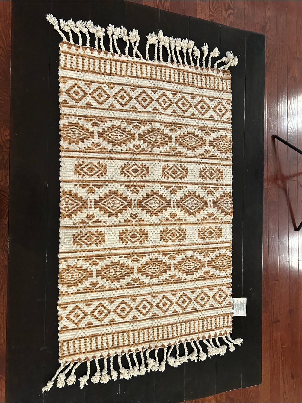 Patina Vie Aztec Cotton Rug 28x48 Boho Southwestern Geometric Fringe India